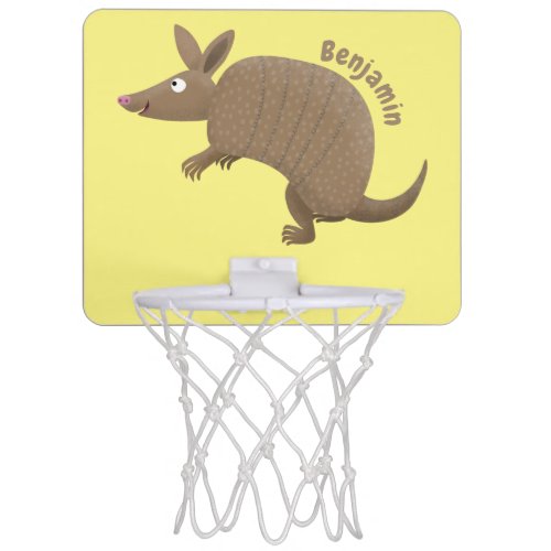 Funny armadillo happy cartoon illustration mini basketball hoop