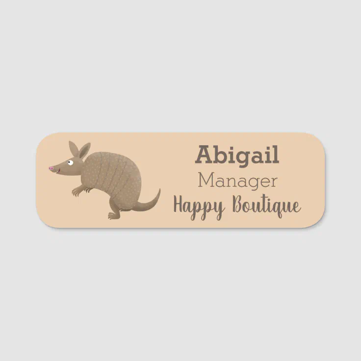 Funny Armadillo Happy Cartoon Illustration Name Zazzle