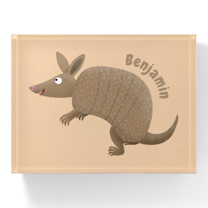 Funny armadillo happy cartoon illustration paperweight