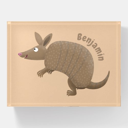 Funny armadillo happy cartoon illustration paperweight