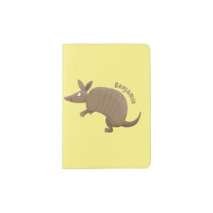 Funny armadillo happy cartoon illustration passport holder