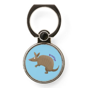 Funny armadillo happy cartoon illustration phone ring stand