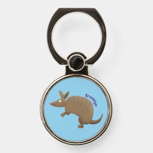 Funny armadillo happy cartoon illustration phone ring stand