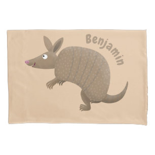 Funny armadillo happy cartoon illustration pillow case