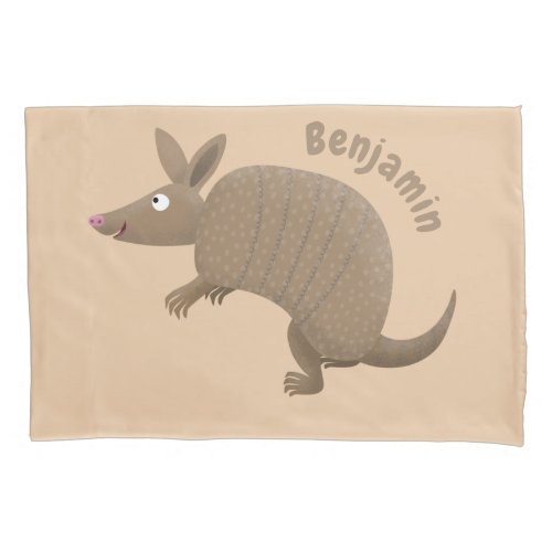 Funny armadillo happy cartoon illustration pillow case