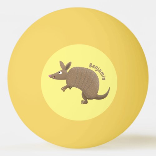 Funny armadillo happy cartoon illustration ping pong ball