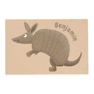 Funny armadillo happy cartoon illustration placemat