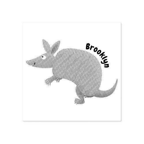 Funny armadillo happy cartoon illustration rubber stamp