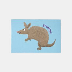 Funny armadillo happy cartoon illustration rug