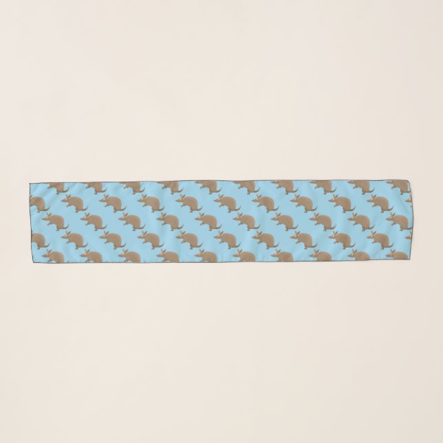 Funny armadillo happy cartoon illustration scarf (Front (Horizontal))