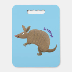 Funny armadillo happy cartoon illustration seat cushion