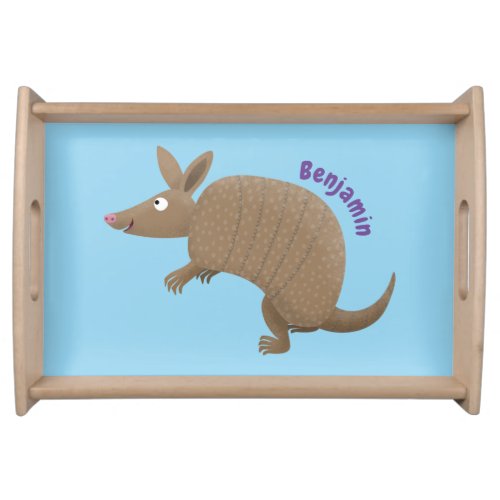 Funny armadillo happy cartoon illustration serving tray