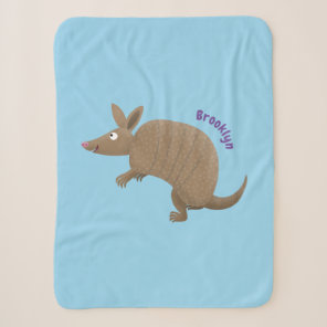 Funny armadillo happy cartoon illustration  sherpa blanket