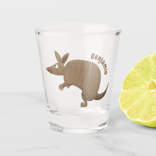 Funny armadillo happy cartoon illustration  shot glass