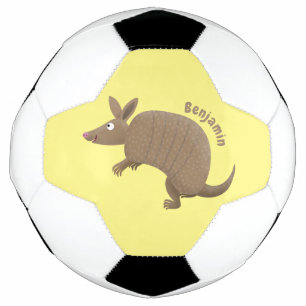 Funny armadillo happy cartoon illustration soccer ball