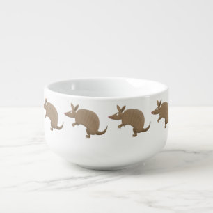 Funny armadillo happy cartoon illustration soup mug