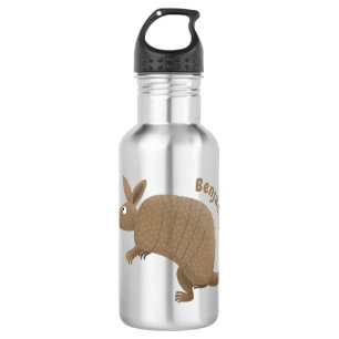 Funny armadillo happy cartoon illustration stainless steel water bottle
