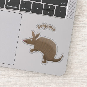 Funny armadillo happy cartoon illustration sticker