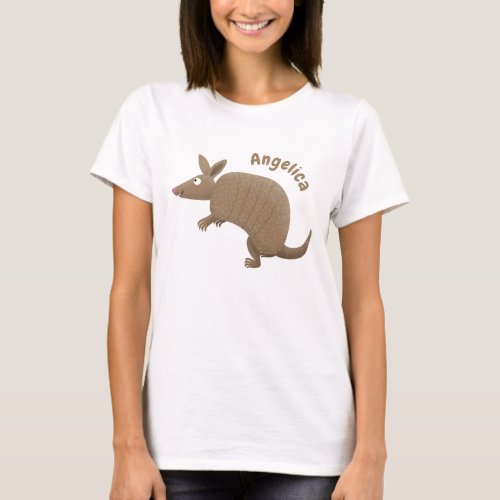 Funny armadillo happy cartoon illustration T_Shirt