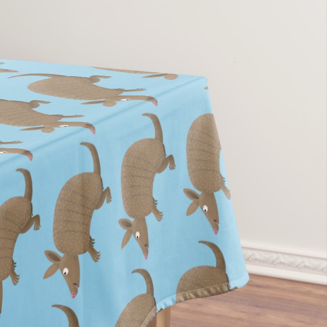 Funny armadillo happy cartoon illustration tablecloth (In Situ)