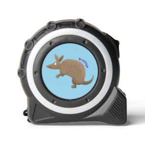 Funny armadillo happy cartoon illustration tape measure