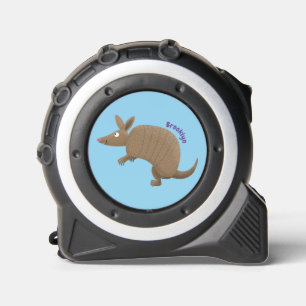 Funny armadillo happy cartoon illustration tape measure