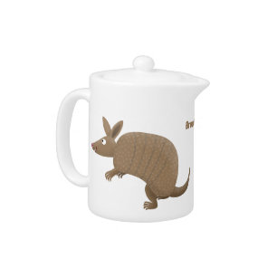 Funny armadillo happy cartoon illustration teapot