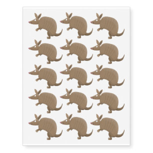 Funny armadillo happy cartoon illustration temporary tattoos