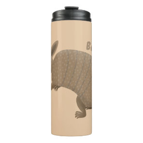 Funny armadillo happy cartoon illustration thermal tumbler