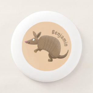 Funny armadillo happy cartoon illustration Wham-O frisbee