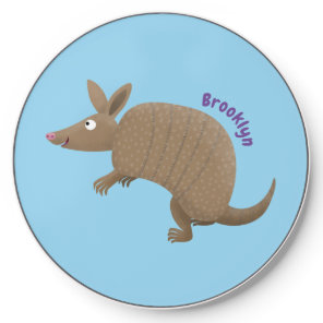 Funny armadillo happy cartoon illustration wireless charger