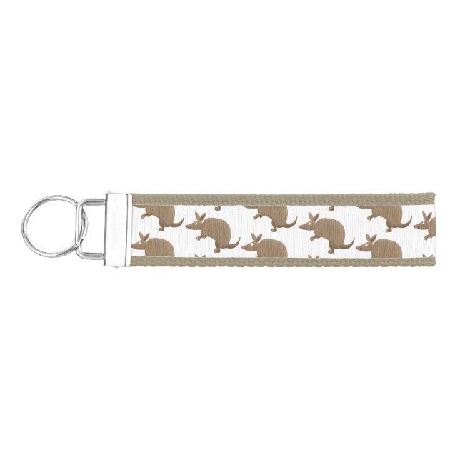 Funny armadillo happy cartoon illustration wrist keychain (Keys on Left)
