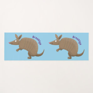 Funny armadillo happy cartoon illustration yoga mat