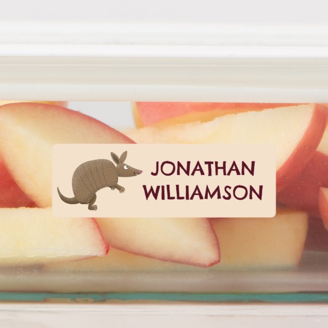 Funny armadillo happy cartoon personalized labels (Affixed)