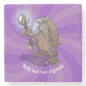 Funny Armadillo Milk & Two Sugars Hypnotic Cartoon Stone Coaster