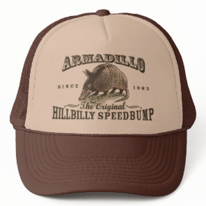 Funny Armadillo Speedbumps by Mudge Studios Trucker Hat