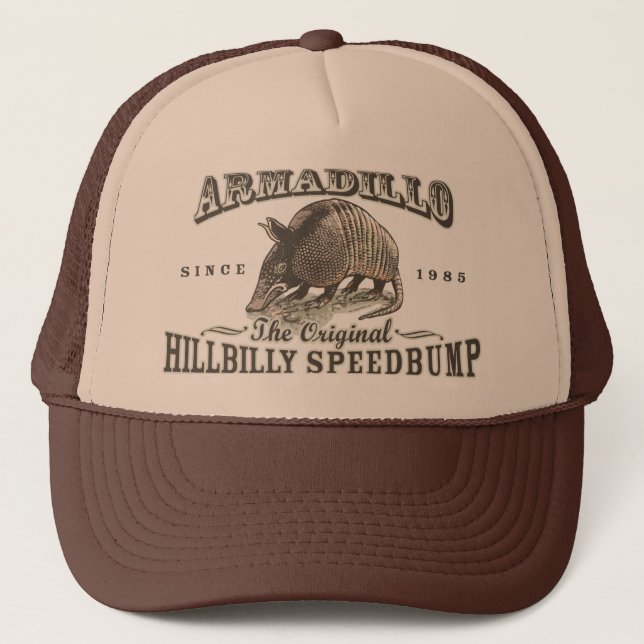 Funny Armadillo Speedbumps by Mudge Studios Trucker Hat (Front)