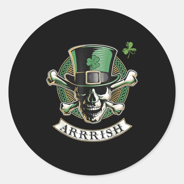 Funny Arrish Irish Rate St Patricks Day Rate Men G Classic Round Sticker (Front)