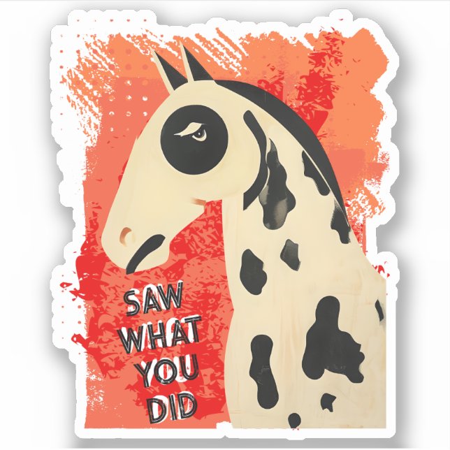 Funny art horse snarky side eye custom text sticker (Front)