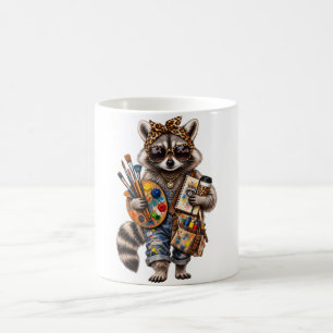 Funny Art Teacher Raccoon– Vintage Artist Animal Coffee Mug