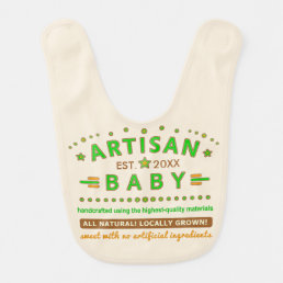 Funny Artisan Hipster Baby Cute with Birth Year Bib