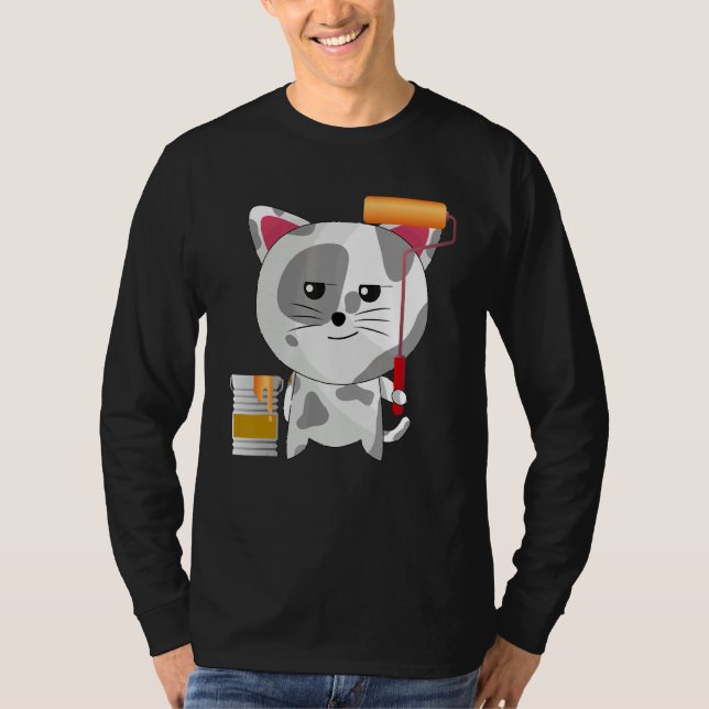 Funny Artist Cat Painting Professional For Painter T-Shirt (Front)