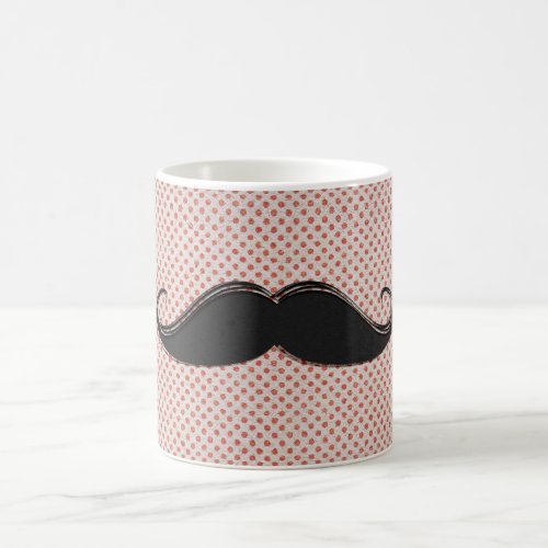 Funny Artistic Black Mustache  Red Polka Dots Coffee Mug