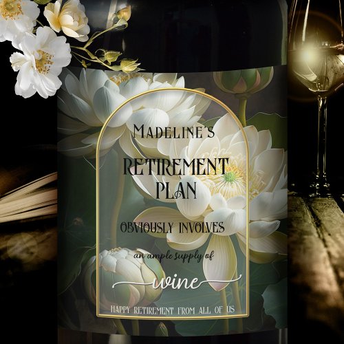 Funny Artistic Floral Retirement  Wine Label