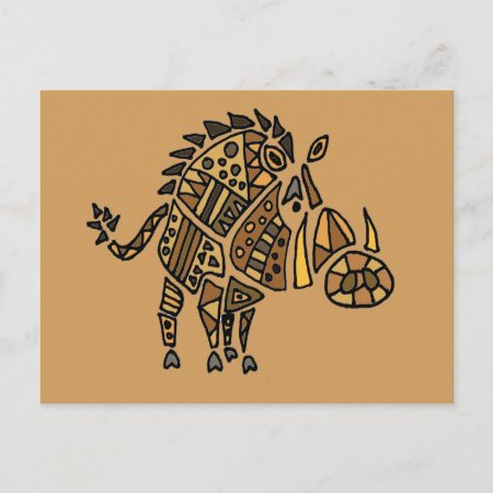 Funny Artistic Warthog Abstract Art Postcard