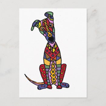 Funny Artsy Greyhound Dog Abstract Art Postcard by Petspower at Zazzle
