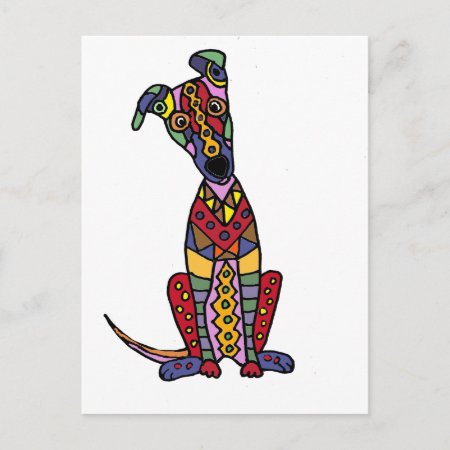 Funny Artsy Greyhound Dog Abstract Art Postcard