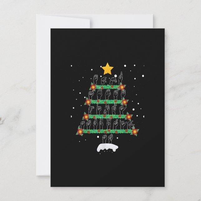 Funny ASL Christmas Tree Sign Language Xmas Deaf P Invitation (Front)