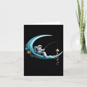 Funny Astronaut Christmas Floral Chinoiserie Space Card