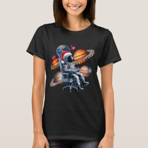 Funny Astronaut Christmas Space Lights Santa Hat P T-Shirt